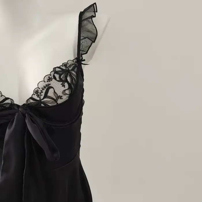 Nové Sexy Lingire podväzok nočná košeľa nočné oblečenie pre ženy saténové hodvábne leto pyžamo Mäkké vysoko kvalitné spodné čipky relaxačné oblečenie