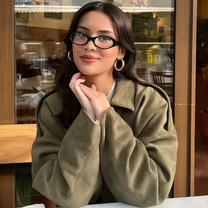 HXAO – veste courte en daim pour femme, blouson bombardier surdimensionné, manches chauve-souris, vê