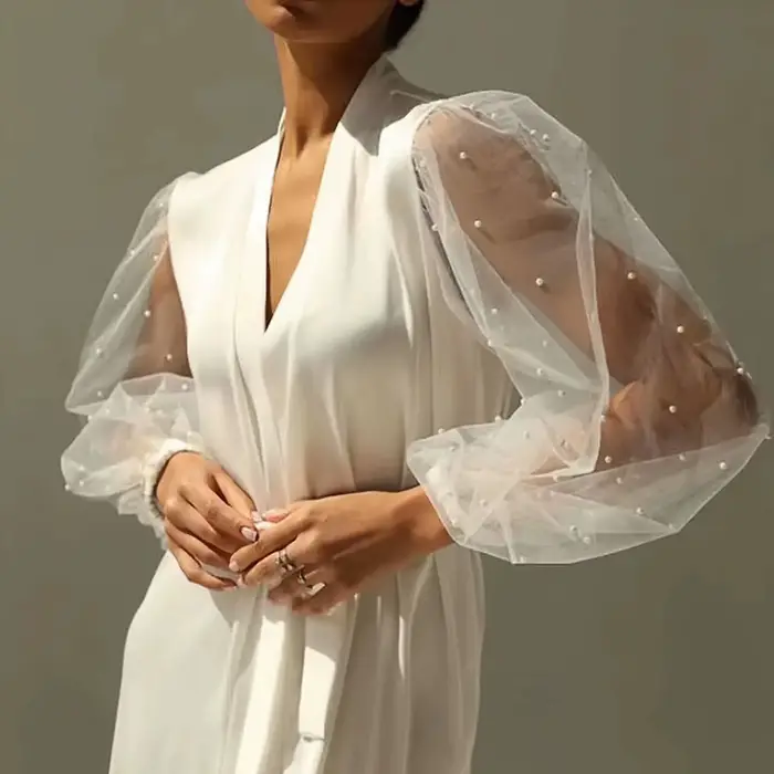 Robe de mariée en Tulle perlé, peignoir de luxe de haute qualité, vêtements de nuit Sexy pour femmes