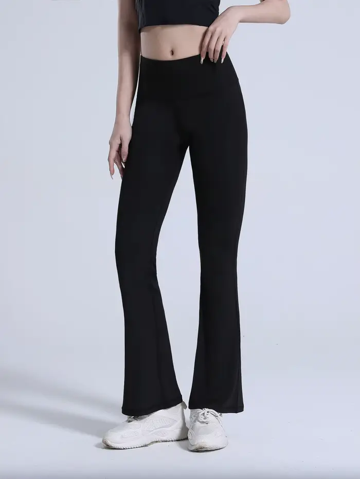 Pantalon de yoga taille haute à jambes larges pour femme, leggings de sport évasés, pantalon de cour