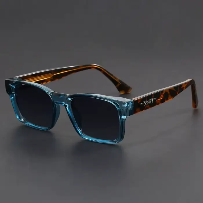 Lunettes de soleil anti-UV à monture carrée noire et imprimé léopard, style rétro et tendance, pour