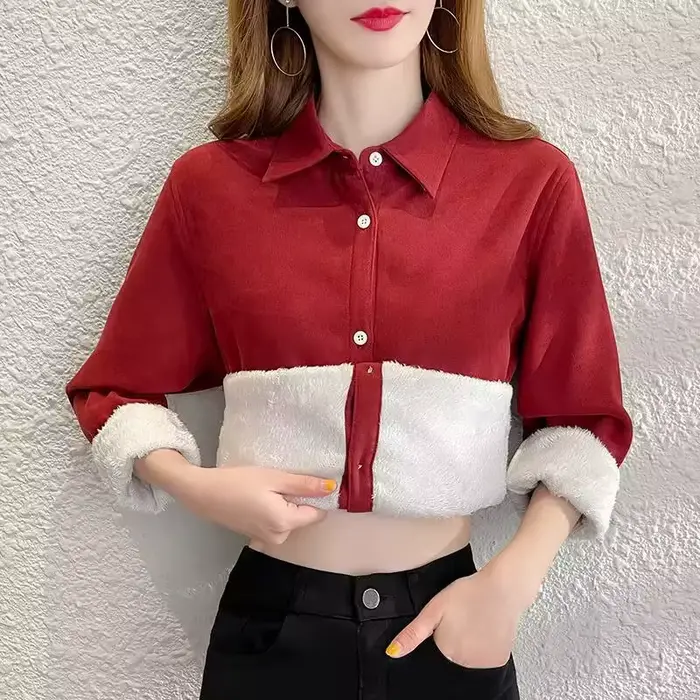 Chemise en velours côtelé pour femme, taille XXXL, col carré, décontractée, hiver, polyvalente pour toutes les occasions