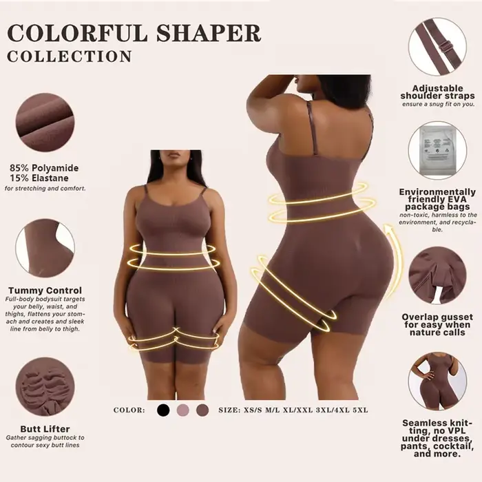 body Shapewear pre ženy v polyamide, fitness súprava, pevná kompresia, nastaviteľné popruhy, ideálne pre všetky príležitosti a špeciálne darčeky