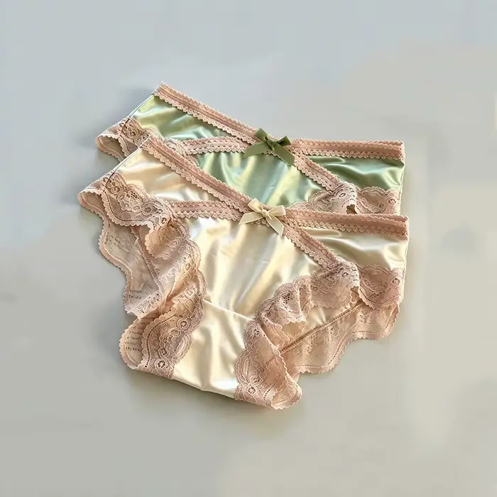 Culotte en dentelle française, entrejambe en pur coton, satinée, sexy, coupe triangle, taille basse, douce et confortable, lingerie