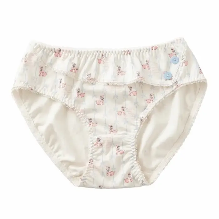 Culottes pour femmes en fibre de lait, taille basse, style Kawaii Lolita, avec nœud, imprimé poupée,