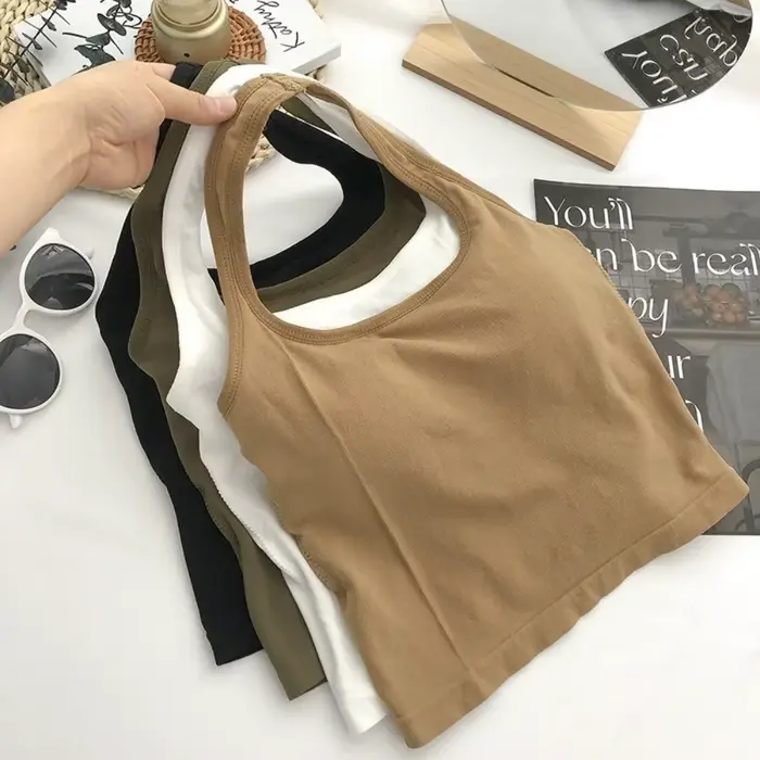 Débardeur court dos nu en coton nylon pour femmes ajustable et élégant toutes saisons