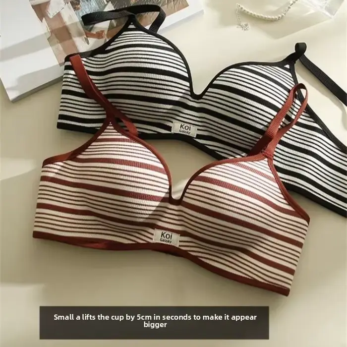 5cm push-up podprsenka pre malé prsia z pruhovanej bavlny bez výstuže pre ženy pohodlné a elegantné pre všetky príležitosti