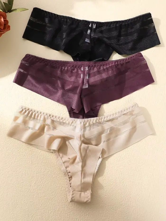 FINETOO 3 kusy ženy čipky duté spodné prádlo Sexy priedušné nízke pasy žabky žena úsek pohodlie Spodná bielizeň Bikini nohavičky