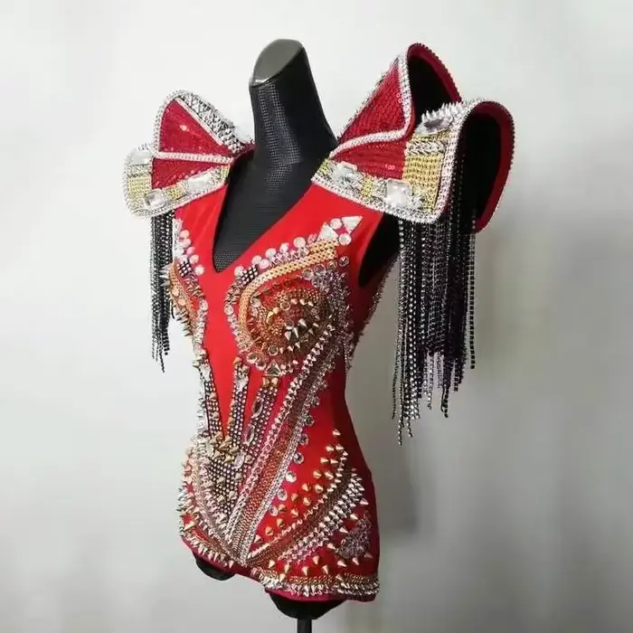 Krištáľový body catsuit s kamienkami pre tanečníkov