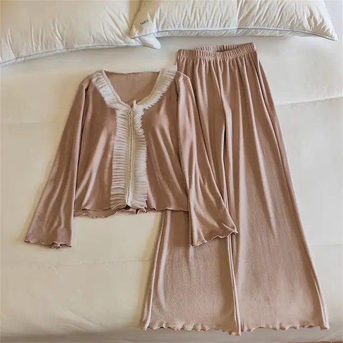 Dámske zimné pyžamo, zamat a Fleece Nightwear Set, hrubé a teplé, dámske domáce oblek, vankúš na hrudi, Top a nohavice