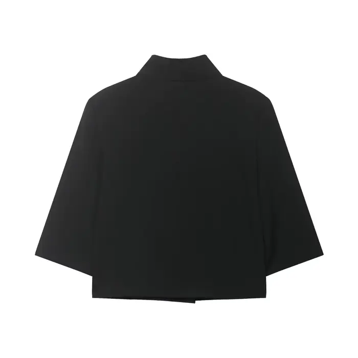 Blazer court noir pour femme, nouvelle collection printemps, manteau simple boutonnage avec épaulett