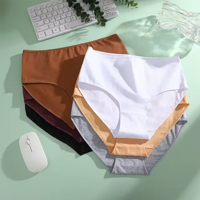 6 kusov/Set Dámske vysokým pásom bavlnené nohavičky nohavičky bezšvové bielizeň priedušné jednofarebné nohavičky S-2XL intímne