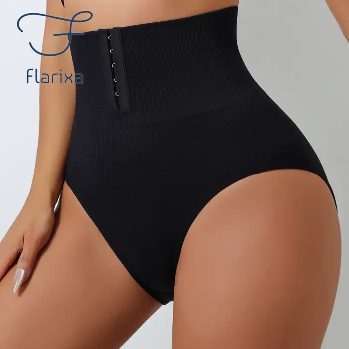 Culotte de contrôle taille haute sans couture pour femmes conception boutonnée nylon élasthanne amincissante silhouette élégante occasions spéciales