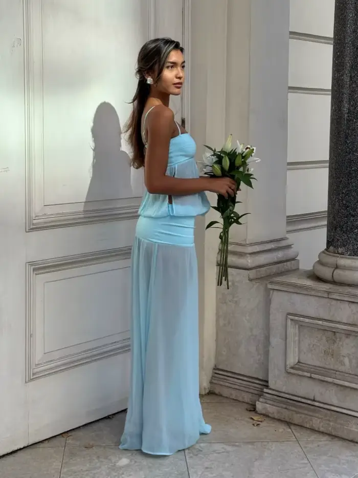 Sexy dlhé šaty s tenkými ramienkami