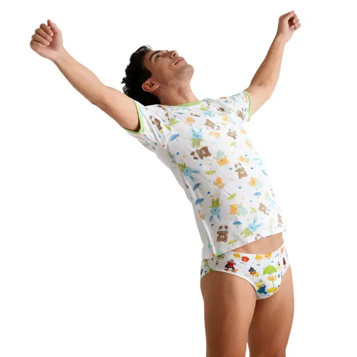 T-shirt mignon pour hommes et femmes, avec boutons-pression sur une épaule, pyjama de maison en pur coton, dessin animé kawaii ABDL