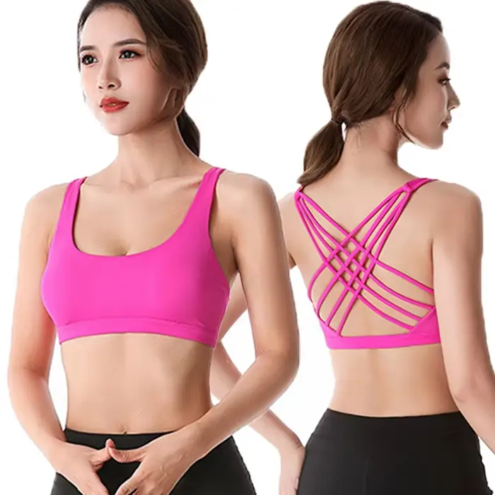 Dámska športová podprsenka z elastanového polyamidového push-up kríža pre fitness jogu každodenné príležitosti