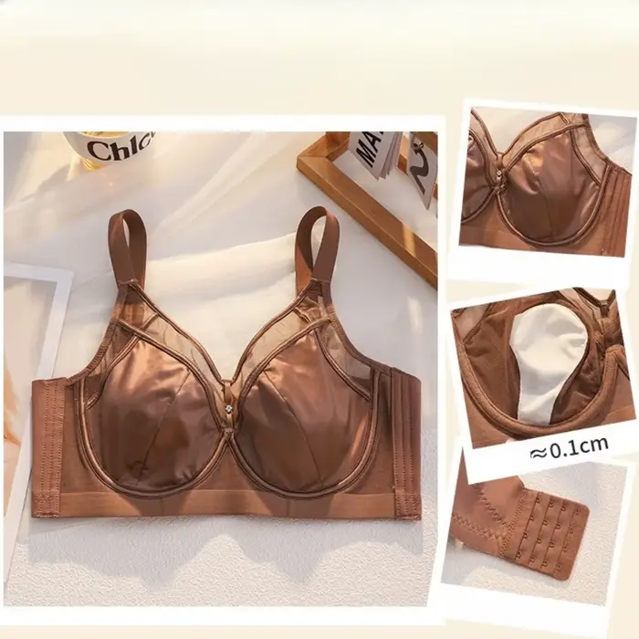 Soutien-gorge en satin doux minimisant, coupe pleine, anti-affaissement, effet liftant, avec armatures fines, disponible en différentes tailles et couleurs pour femmes