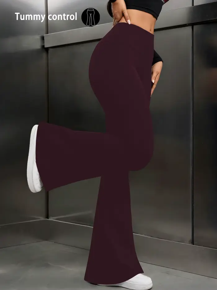 Pantalon évasé super doux pour femme, taille haute, effet ventre plat, legging de yoga et d'entraîne