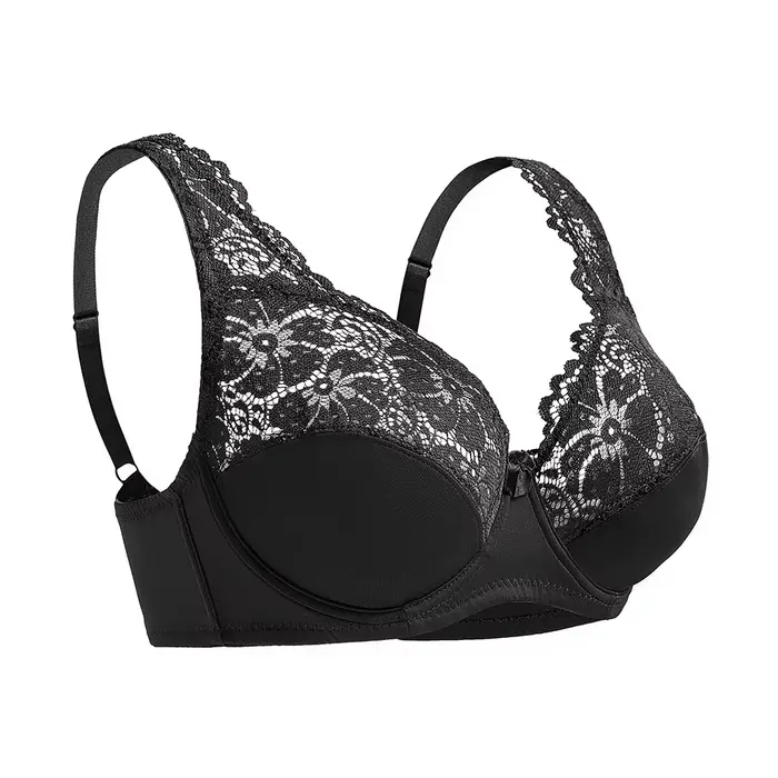 Soutien-gorge à armatures en dentelle florale pour femmes, lingerie sexy, soutien-gorge grande taill