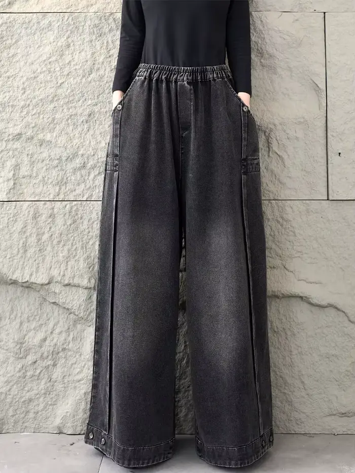 Amax LuluE 2026 jar klasická džínsová nohavica pre dámy Vintage pevná ležérna žena voľná elastická