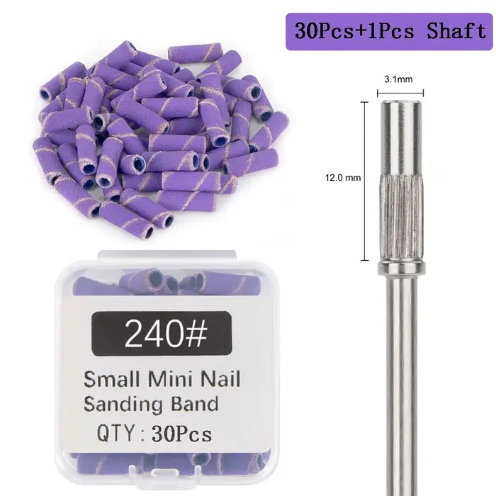 30 ks 3, 1 mm Mini brúsne pásiky na nechty s driekom 3/32" vrtáky na