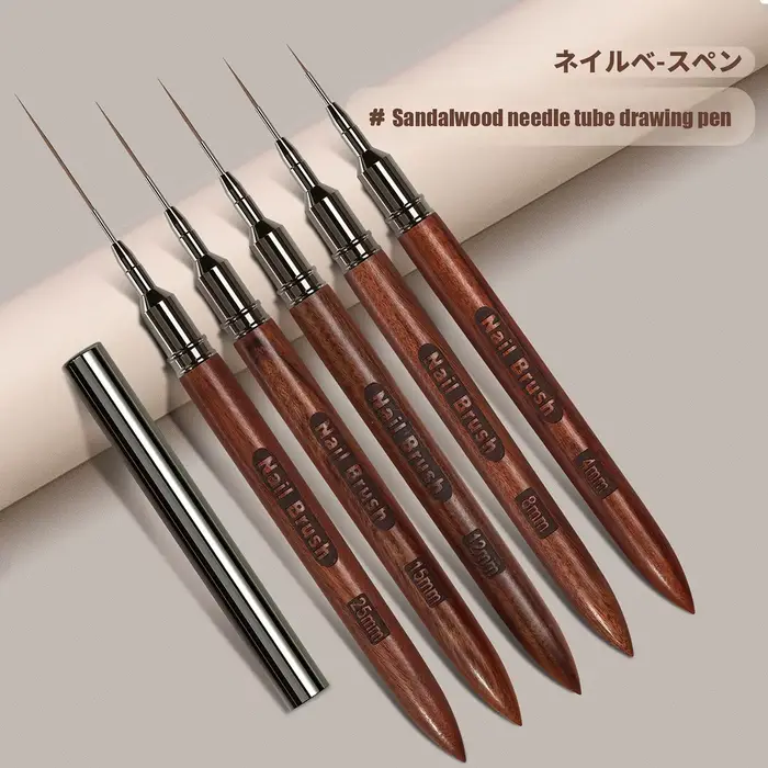 Kefka na nechty s drevenou rukoväťou Gel Nail Art Liner DIY maľovanie kreslenie čiar pruhov kvetov pero 4/8/12/15/25 mm nástroj na manikúru v salóne