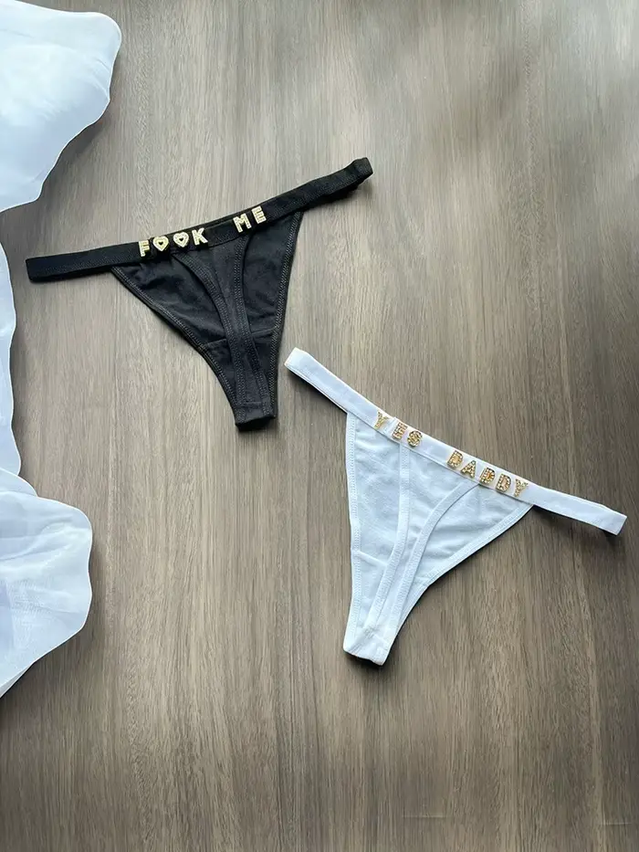 Personalizované String Meno Letter Crystal Tanga Sexy String Name Personalizované nohavičky Ženy nohavičky Dcéra Narodeniny Valentína darček