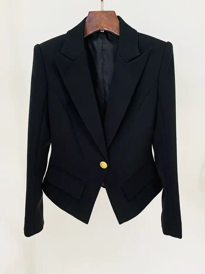 HIGH STREET Nouveauté 2026 Blazer de créateur pour femme, coupe ajustée, à bouton unique et revers