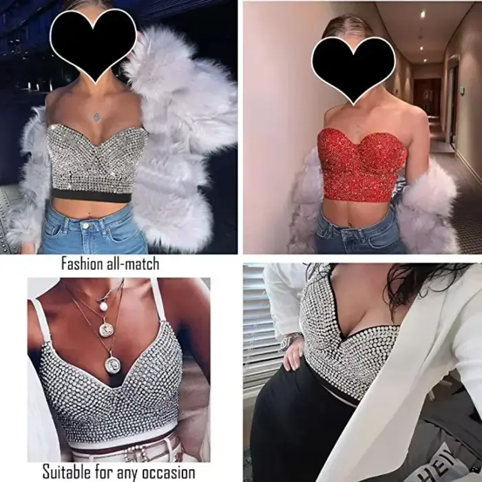 Bustier Steampunk Visivane Strass Polyester Femme Occasions Spéciales Fêtes Soirées Chic