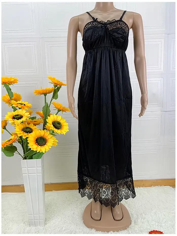 Dernières femmes africaines Sexy élégant dentelle broderie pyjamas soie confortable Sexy chemise de 