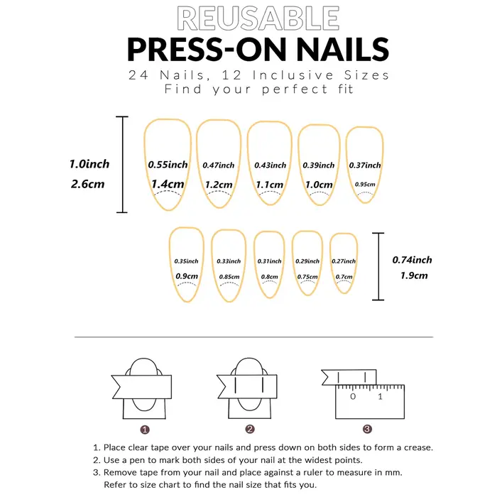 Faux ongles en amande dégradée blanche, 24 pièces, améliorez votre look, 1 lime à ongles et 1 Kit d'