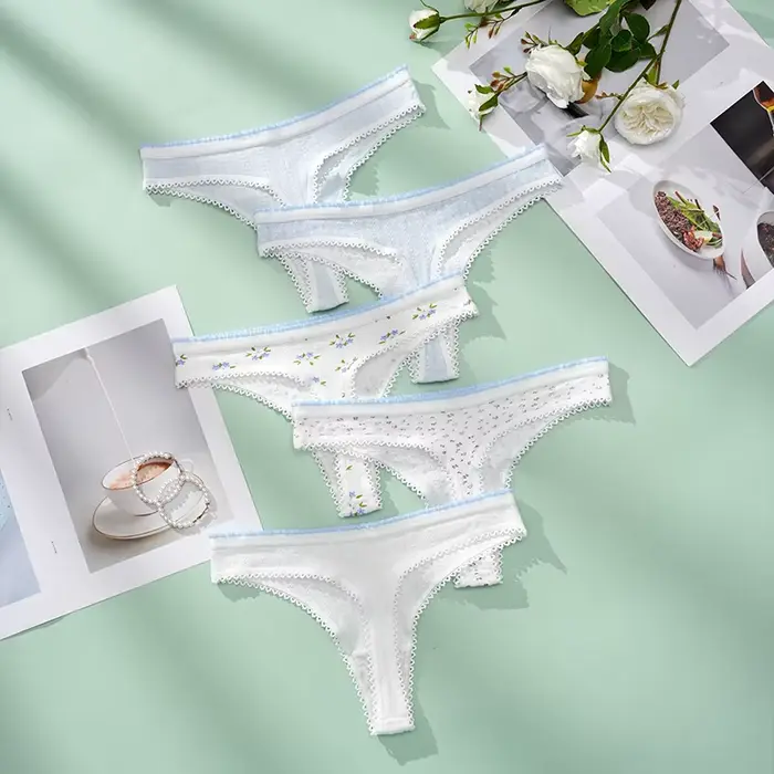 5 kusov Sexy bezšvové bavlnené dámske nohavičky motýlik módne roztomilé Garish priedušné dámy tangá Chic Bold Slim intímna žena