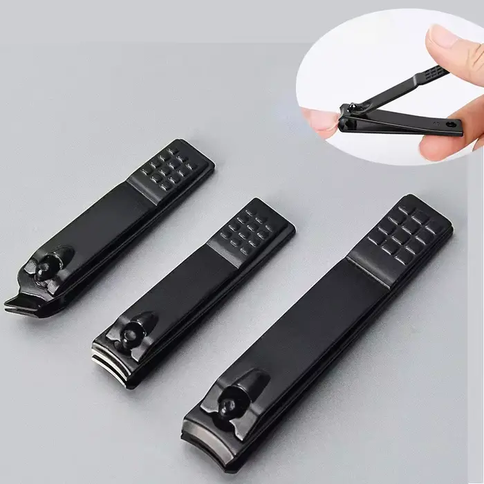 Coupe-ongles noir en acier inoxydable, ciseaux épais, pince pour ongles des pieds, manucure professi