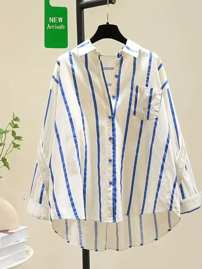 Dámska pruhovaná oversized košeľa