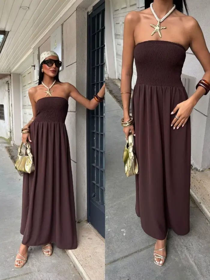 Robe Nová élégante sans manches pour femmes junior polyester ample longueur cheville occasions printemps automne