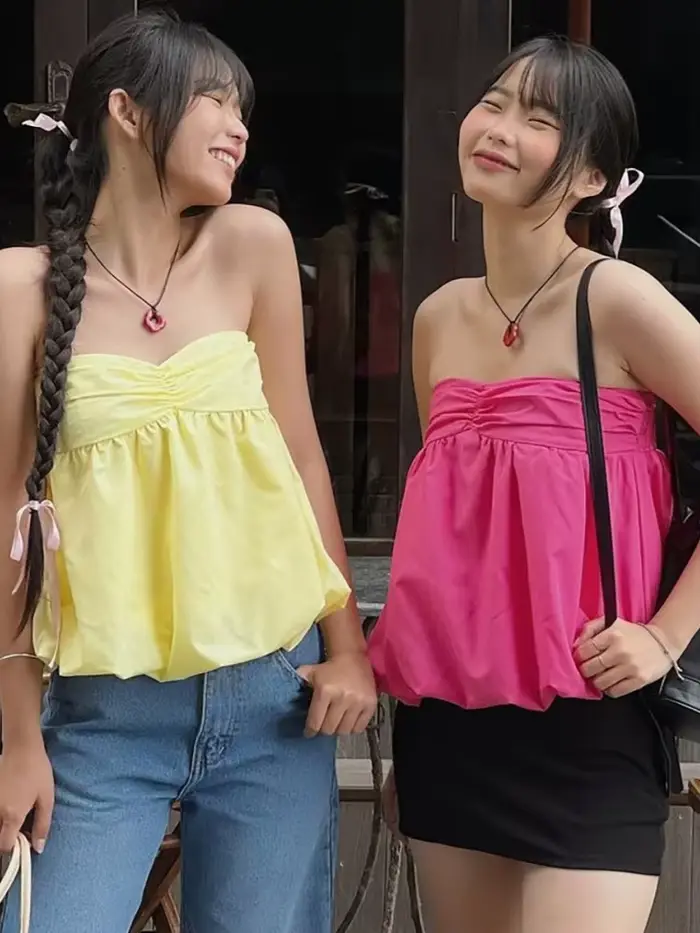Pruhované bavlnené bez ramienok, V-neck, rúrkový model pre ženy, elegantné a ženské pre špeciálne príležitosti