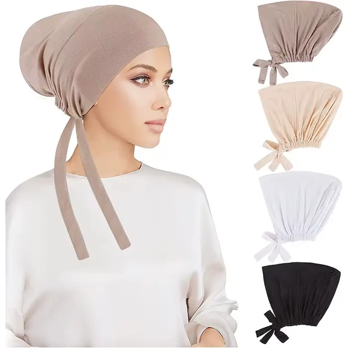 Vnútorný hidžáb pre moslimské ženy – nastaviteľný turban s čiapkou