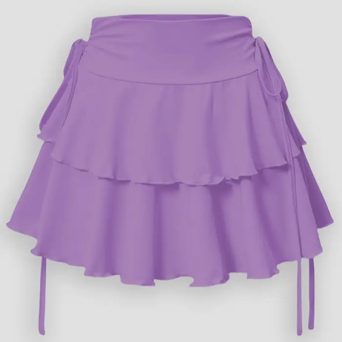 Jupe trapèze ultra courte pour femme, bord à volants, fausse proximité, WString, polyvalent, élégant