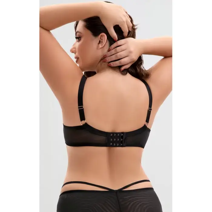 Plus veľkosť Dámske nadrozmerné lepidlo klobúk podprsenka, čipka, čierna, Dámske Bralette