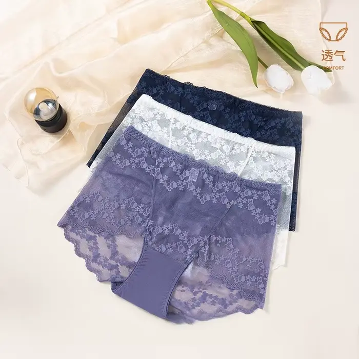 Sexy kvetina vyšívané čipky nohavičky pre ženy, vysoký pás spodná bielizeň priedušné, Plus veľkosť, pohodlné, spodná bielizeň intímne