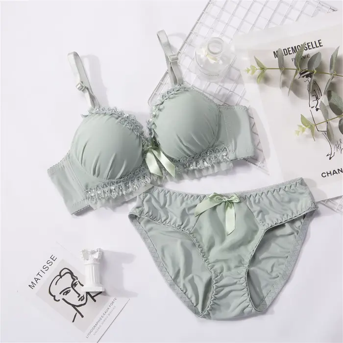 Kórejský štýl podprsenky a nohavičky - Sexi ženská čipkovaná podprsenka s výstrihom