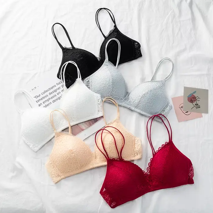 Dámske Sexy čipka podprsenka bezdrôtové kvetinové podprsenky ženy spodná bielizeň B pohár mäkké jednofarebné ultra-tenká podprsenka