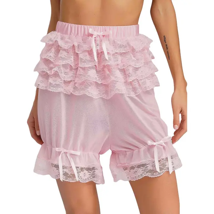 Femmes pure dentelle culottes Bloomers à plusieurs niveaux à volants arc citrouille caleçons filles 