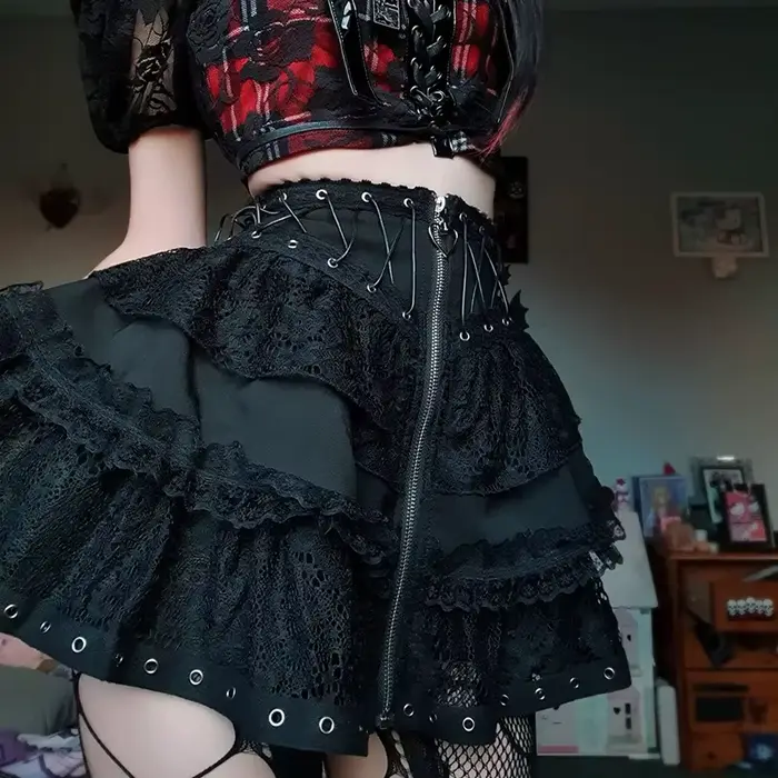 Vintage punk vysoký pás sukňa pre ženy