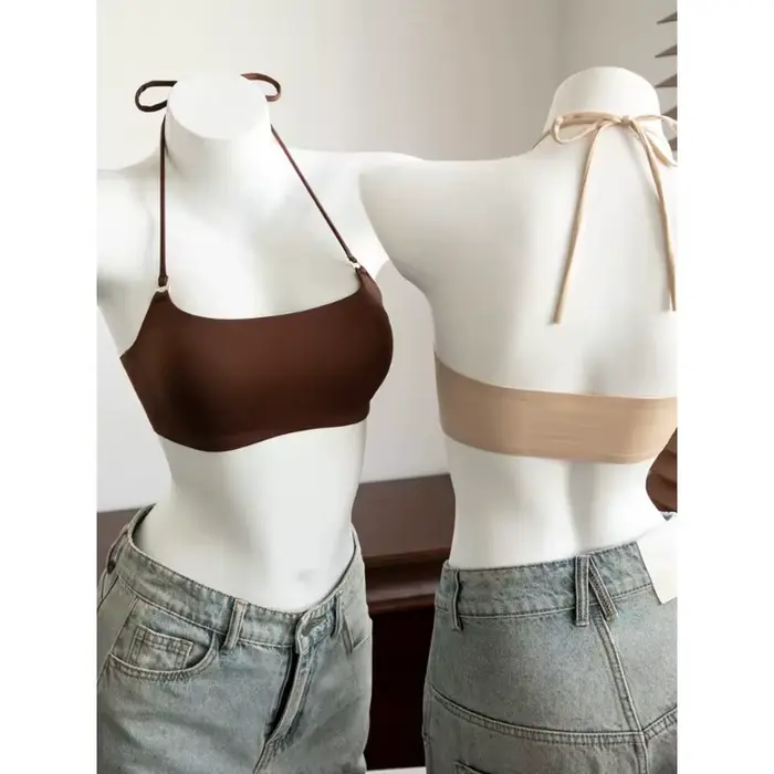 Dámska bezšvová a bezšvová Halter podprsenka, bez kostic, push-up, anti-sagging, mäkká a pohodlná, pre každodenné použitie, doma alebo v kancelárii, veľkosti S M L XL