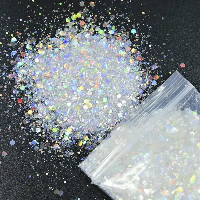 50 g/vrecko holografické zmiešané hexagónové tvary veľké nechty trblietky trblietavé vločky plátky manikúra