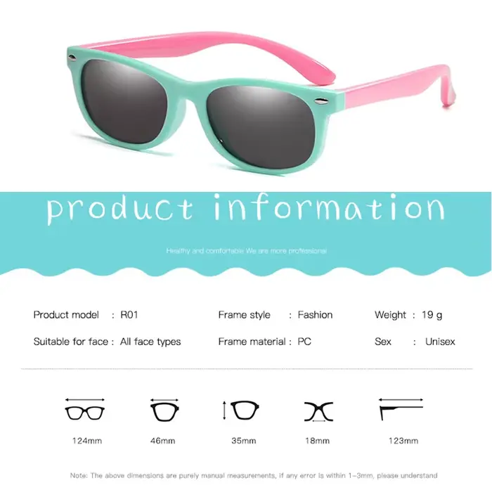 Lunettes de soleil polarisées pour enfants TR90, monture en Gel de Silicone, carrées classiques, pou