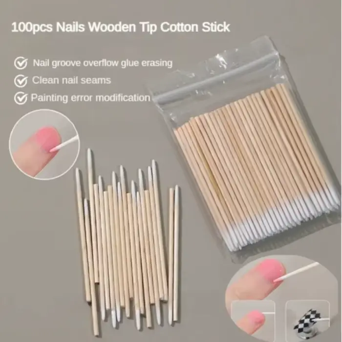 100/300/500 ongles pointe en bois coton-tige bourgeons jetable Ultra-détail correcteur dissolvant de