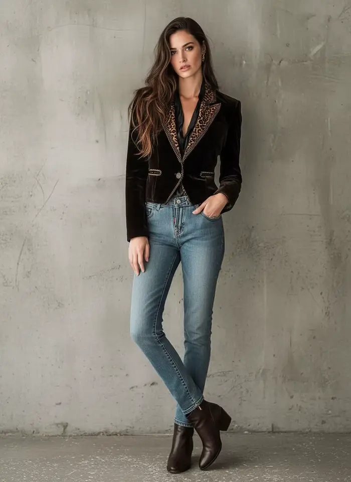 Veste à col léopard pour femmes, automne, bouton unique, Slim, velours, Vintage, élégant, bureau, ma