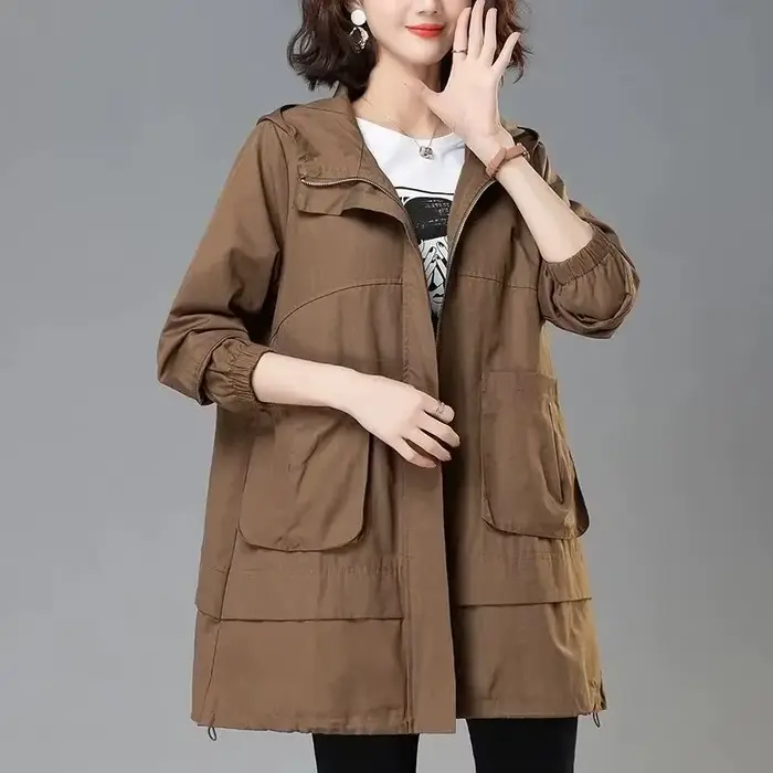 Manteau à capuche semi-long pour femme, coupe-vent féminin, manteau à manches longues, nouveau, été,